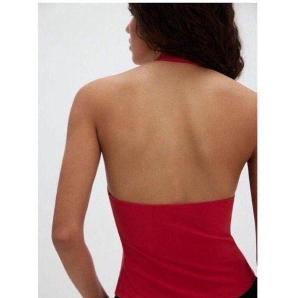 NEW FREE PEOPLE Still Here Halter Cami TOP RED INTIMATELY FP TANK SIZE L - Picture 3 of 6